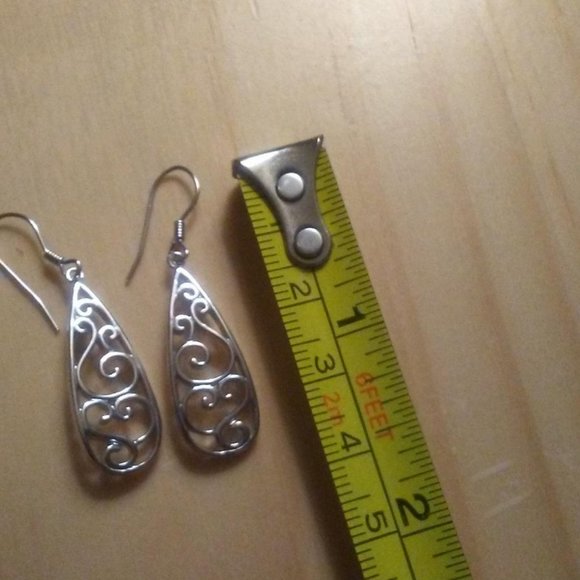 Elegant Drop Earrings Sterling Silver Dangle Dangling Teardrop Ladies Jewelry - Picture 10 of 11